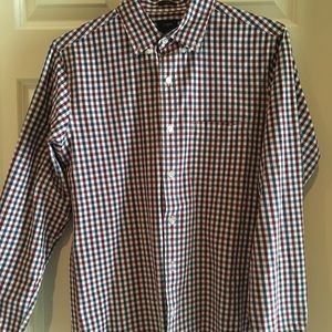 J Crew men slim for gingham washed cotton shirt.